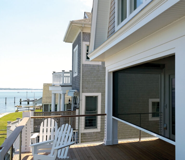A balcony shade screen offers UV protection and privacy.